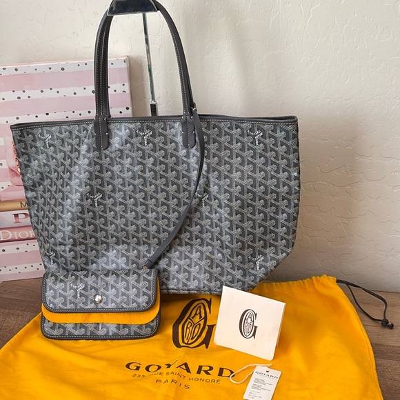 Goyard Handbags - Goyard Gray PM Saint Louis Chevron Tote Bag